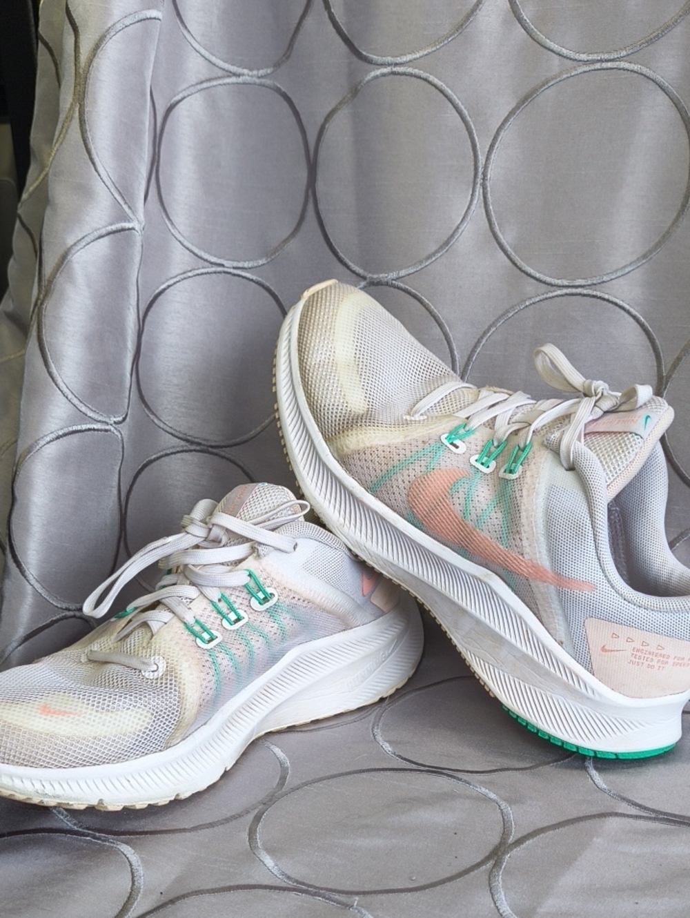 Light Gray and Coral Women's Running Sneakers Size 7 AD